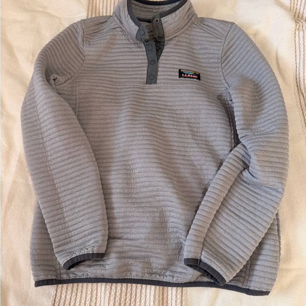 L.L. Bean Women's Gray Ribbed Zip-Up Jacket